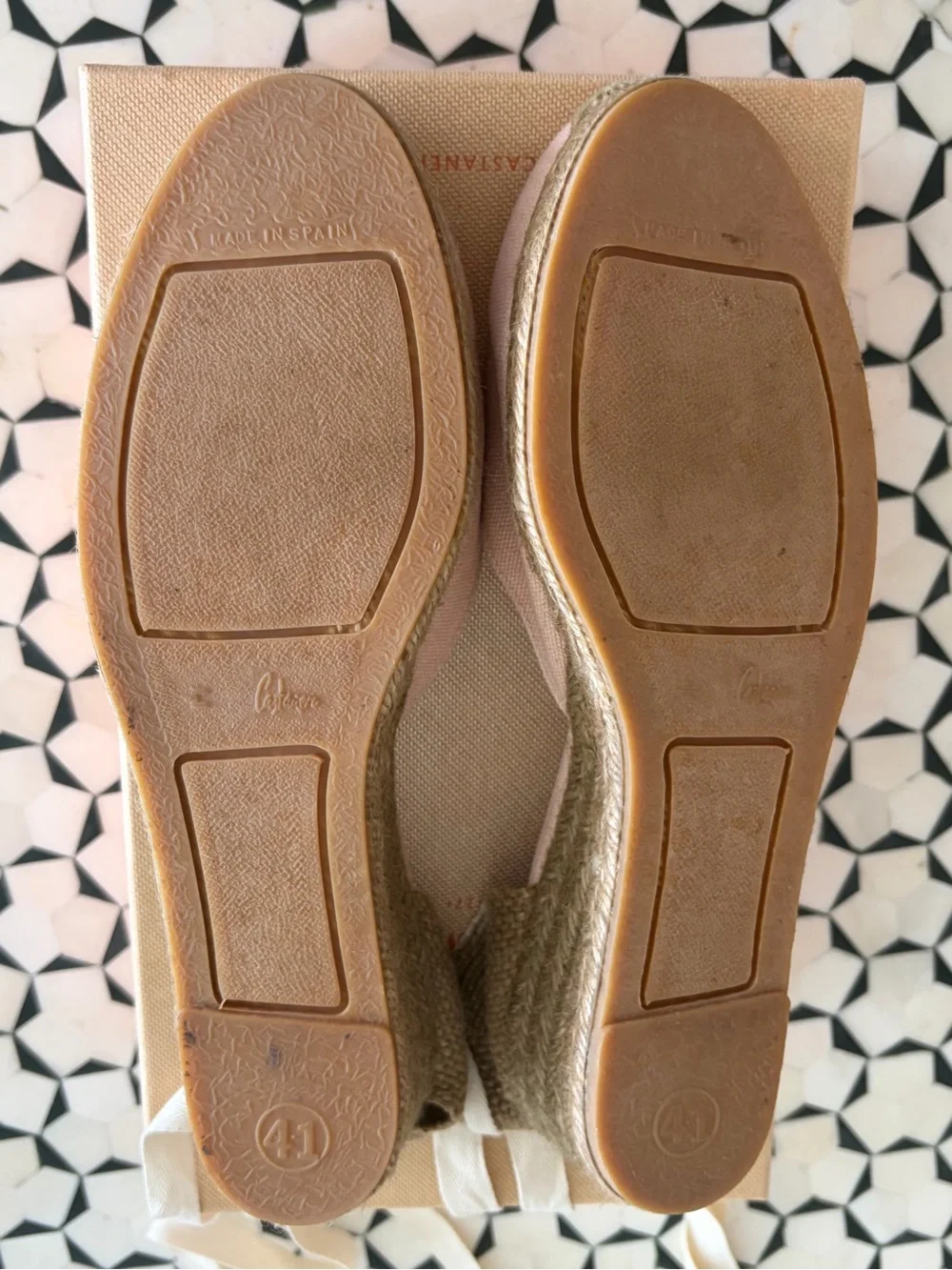 Castaner Pink Canvas Espadrille Wedge Heel and Tie-Back